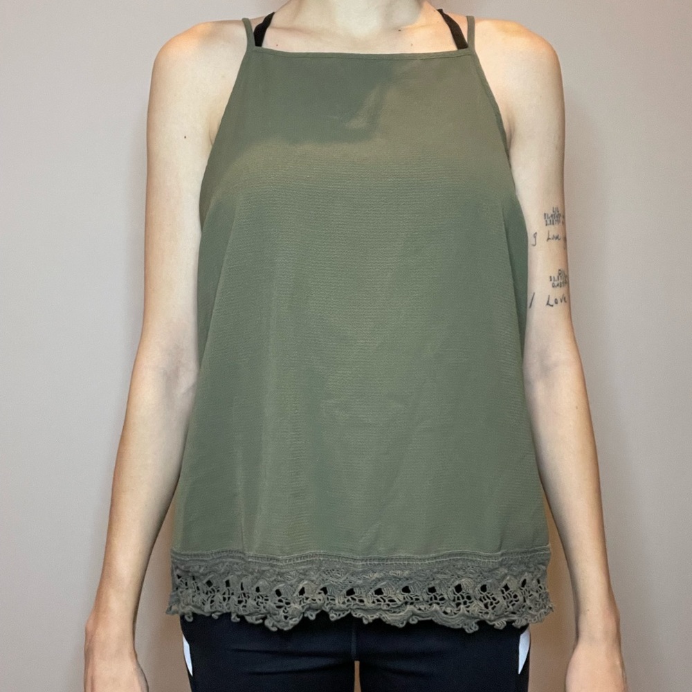 Army green tank top. Size S
